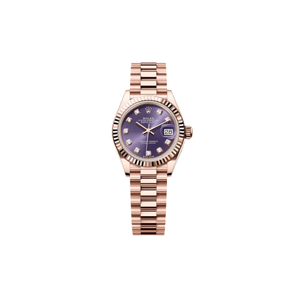 P0155-1 RLX Lady-Datejust 31mm 279175 Aubergine Diamond-Set Dial President Everose Gold - Image 1