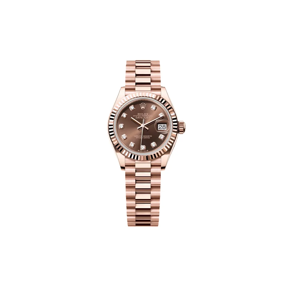 P0183-1 RLX Lady-Datejust 31mm 279175 Chocolate Diamond-Set Dial President Everose Gold - Image 1