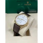 Rolex 1908 Yellow Gold White Dial Brown Alligator Strap - 52508-0006 - Image 3