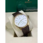 Rolex 1908 Yellow Gold White Dial Brown Alligator Strap - 52508-0006 - Image 4