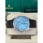 Rolex 1908 Platinum Ice Blue Dial Brown Alligator Strap - 52506-0002 - Image 5