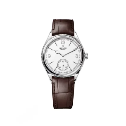 Rolex 1908 White Gold White Dial Brown Alligator Strap - 52509-0006