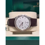 Rolex 1908 White Gold White Dial Brown Alligator Strap - 52509-0006 - Image 5