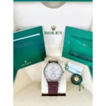 Rolex 1908 White Gold White Dial Brown Alligator Strap - 52509-0006 - Image 9