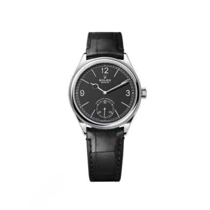 Rolex 1908 White Gold Black Dial Black Alligator Strap - 52509-0002