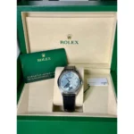 Rolex 1908 Platinum Ice Blue Dial Black Alligator Strap - 52506-0003 - Image 7