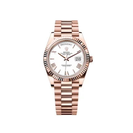 RLX Day-Date "President" 40mm Everose Gold White Roman Dial - 228235