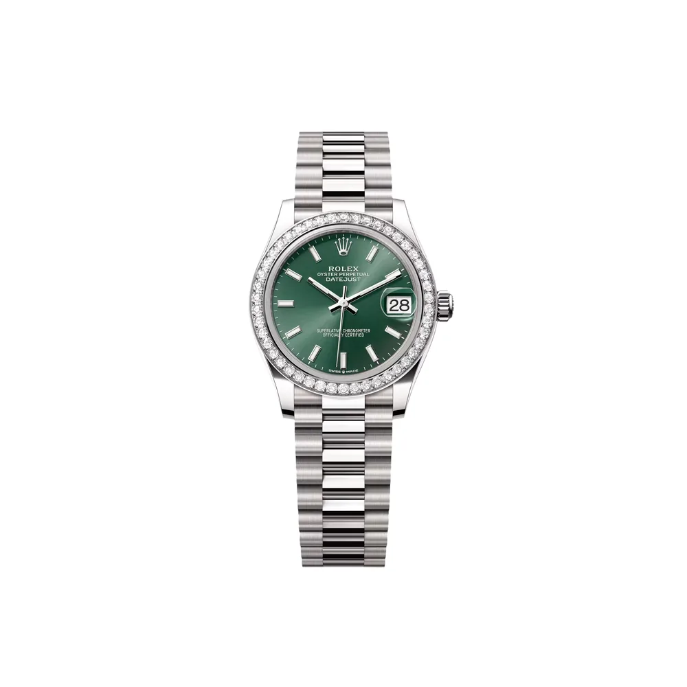 P0230-1 RLX Datejust m278289RBR-0015 Mint Green Dial White Gold President Watch - Image 1