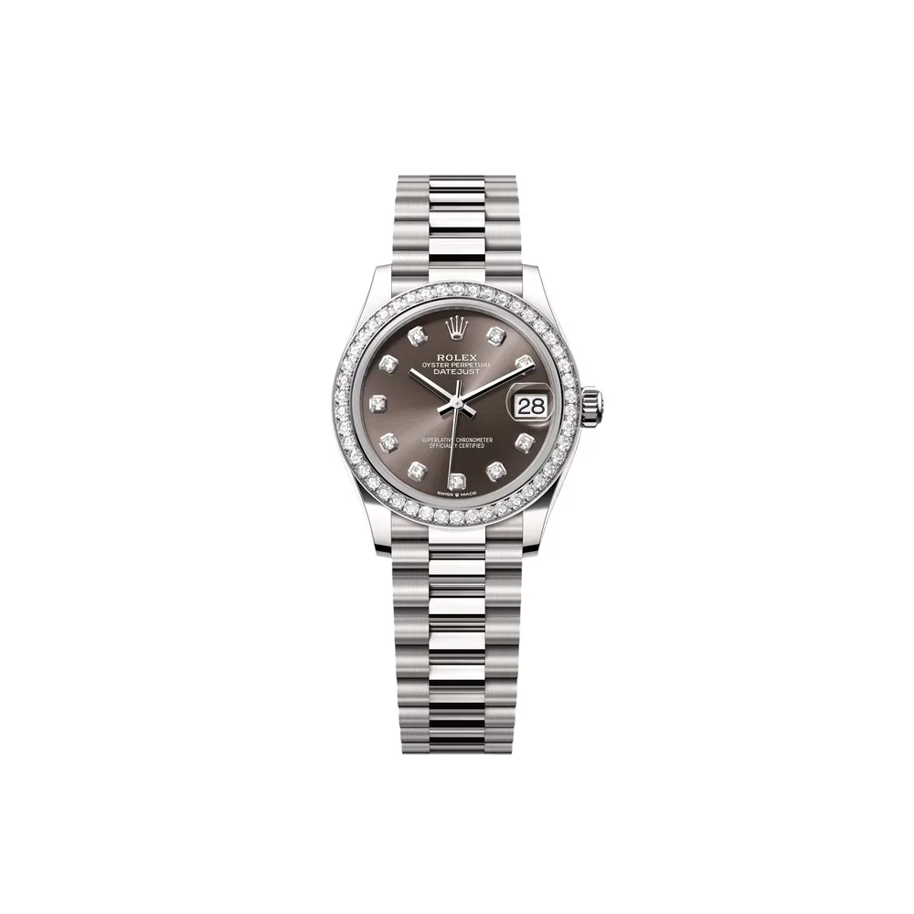 P0236-1 RLX Datejust m278289RBR-0006 Dark Grey Dial White Gold President Watch - Image 1