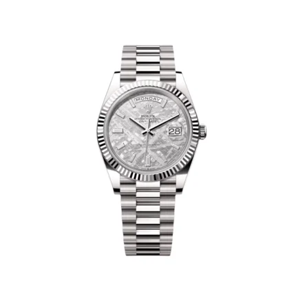 RLX Day-Date "President" 40mm White Gold Meteorite Diamond Baguette Dial - 228239