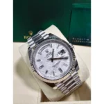 RLX Day-Date "President" 40mm White Gold Meteorite Diamond Baguette Dial - 228239 - Image 2