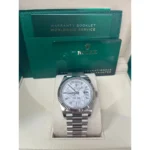 RLX Day-Date "President" 40mm White Gold Meteorite Diamond Baguette Dial - 228239 - Image 8