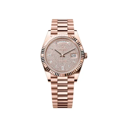 RLX Day-Date "President" 40mm Everose Gold Diamond Pave Dial - 228235