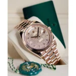 RLX Day-Date "President" 40mm Everose Gold Diamond Pave Dial - 228235 - Image 3