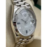 RLX Day-Date "President" 40mm White Gold Pave Diamond Sapphire Dial - 228239 - Image 3