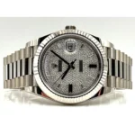 RLX Day-Date "President" 40mm White Gold Pave Diamond Sapphire Dial - 228239 - Image 6