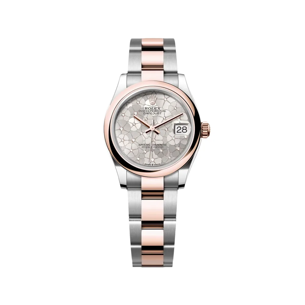 P0279-1 RLX Datejust m278241-0031/0032 31mm Silver Floral Motif Dial Oyster Bracelet Watch - Image 1
