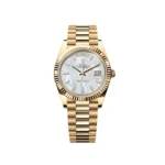 RLX Day-Date 40mm Yellow Gold President Mother of Pearl Diamond Baguette Dial - 228238