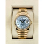 RLX Day-Date 40mm Yellow Gold President Mother of Pearl Diamond Baguette Dial - 228238 - Image 2