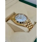 RLX Day-Date 40mm Yellow Gold President Mother of Pearl Diamond Baguette Dial - 228238 - Image 3