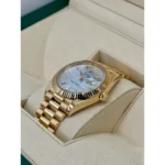 RLX Day-Date 40mm Yellow Gold President Mother of Pearl Diamond Baguette Dial - 228238 - Image 4