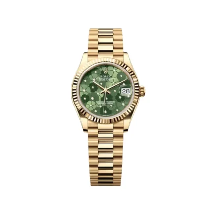 RLX Datejust m278278-0046 Olive Green Floral Motif 31mm President Bracelet Watch