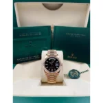 RLX Day-Date "President" 40mm Everose Eisenkiesel Diamond Baguette Dial - 228235 - Image 8