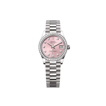 RLX Datejust m278289RBR-0022 Pink Dial White Gold President Watch