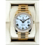 RLX Day-Date "President" 40mm Yellow Gold White Roman Dial Diamond Bezel - 228348rbr - Image 2