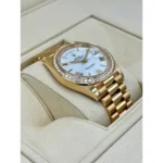RLX Day-Date "President" 40mm Yellow Gold White Roman Dial Diamond Bezel - 228348rbr - Image 3