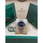 RLX Datejust m278344-0035/0036 Bright Blue Dial 31mm Domed Diamond Oyster Watch - Image 10