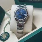 RLX Datejust m278344-0035/0036 Bright Blue Dial 31mm Domed Diamond Oyster Watch - Image 9