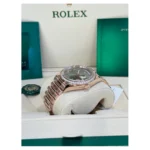 RLX "President" 40mm Everose Gold Olive Green Roman Dial Diamond Bezel - 228345RBR - Image 7
