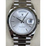 RLX Day-Date "President" 40mm White Gold Silver Diamond Baguette Dial - 228239 - Image 4