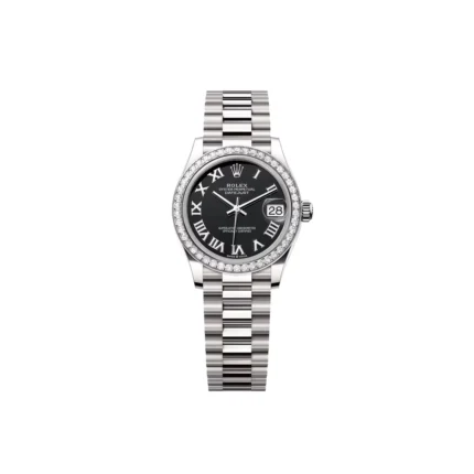 RLX Datejust m278289RBR-0011 Bright Black Dial White Gold President Watch