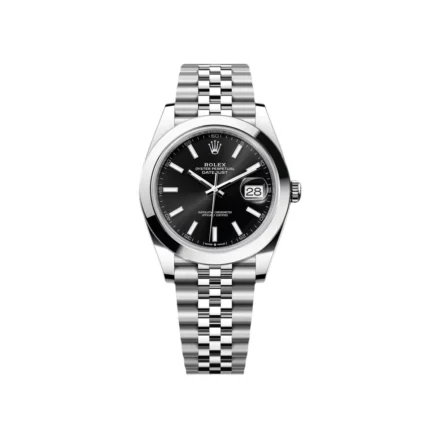 RLX Datejust 41mm 126300 Black Index Oyster 41mm Stainless Steel Watch