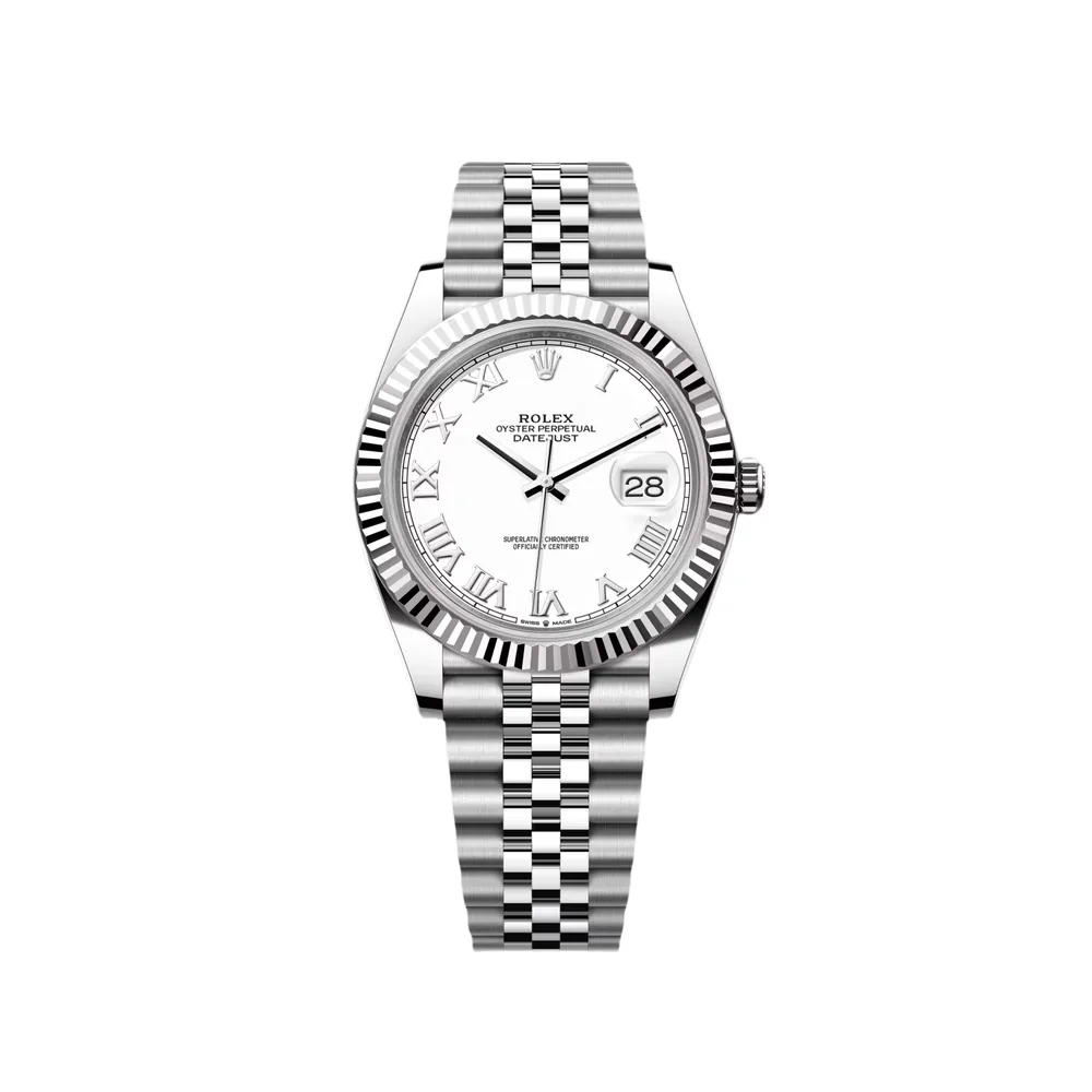 P0319-1 RLX Datejust 41mm 126334 White Roman Oyster Stainless Steel Mens Watch - Image 1