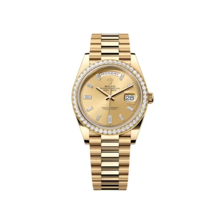 RLX Day-Date 40mm Champagne Diamond Dial and Bezel Yellow Gold President Bracelet 228348RBR-0002
