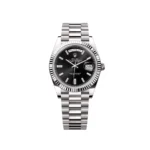 RLX Day-Date "President" 40mm White Gold Black Diamond Baguette Dial - 228239