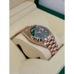 RLX Day-Date "President" 40mm Everose Gold Olive Green Roman Dial - 228235 - Image 4