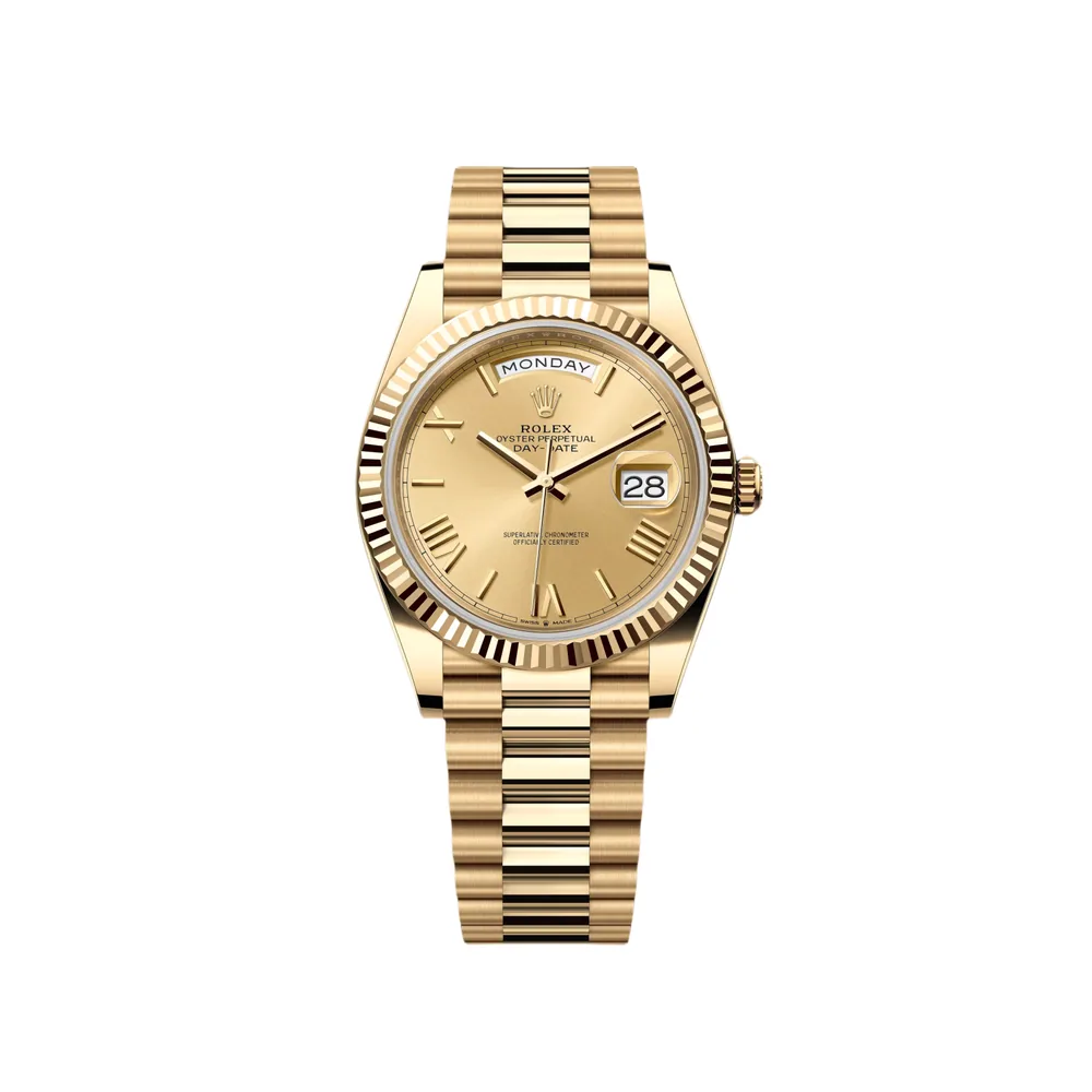 P0338-1 RLX Day-Date "President" 40mm Yellow Gold Champagne Roman Numeral Dial - 228238 - Image 1
