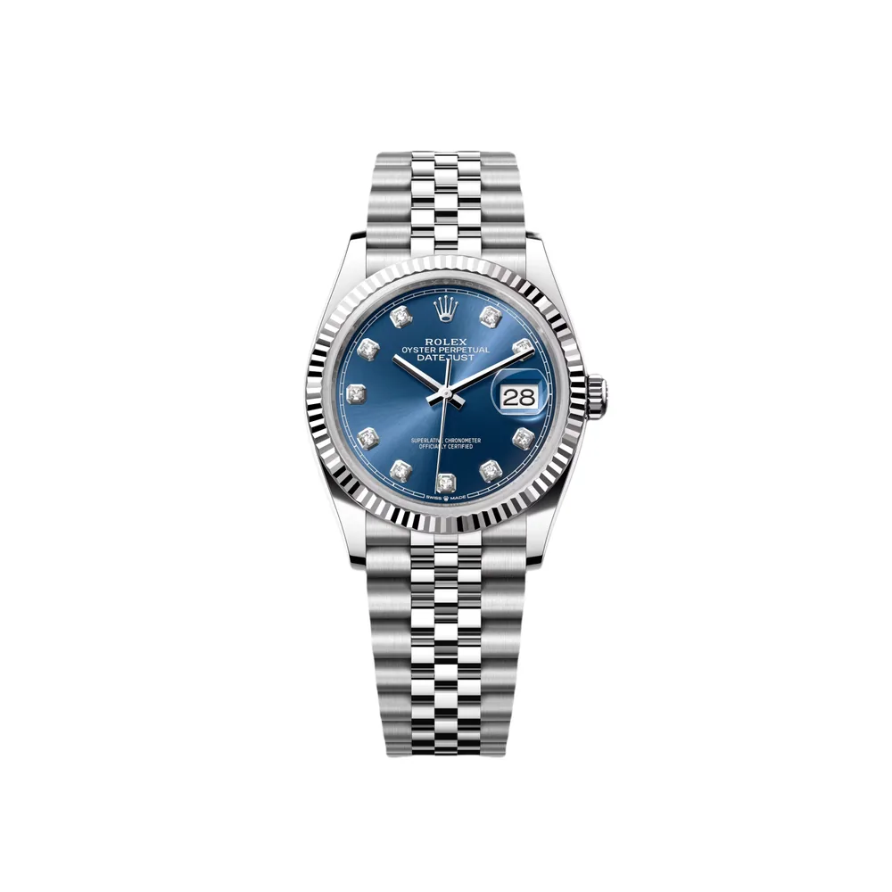 P0355-1 RLX Datejust 36mm 126234 Blue Diamond Dial Stainless Steel Jubilee Mens Watch - Image 1
