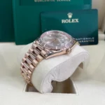 RLX Day-Date "President" 40mm Everose Gold Sundust Diamond Baguette Dial - 228235 - Image 3