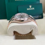RLX Day-Date "President" 40mm Everose Gold Sundust Diamond Baguette Dial - 228235 - Image 4