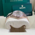 RLX Day-Date "President" 40mm Everose Gold Sundust Diamond Baguette Dial - 228235 - Image 6