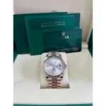 RLX Day-Date "President" 40mm Everose Gold Sundust Diamond Baguette Dial - 228235 - Image 9