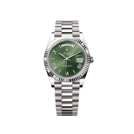 RLX Day-Date "President" 40mm White Gold Green Roman Dial - 228239