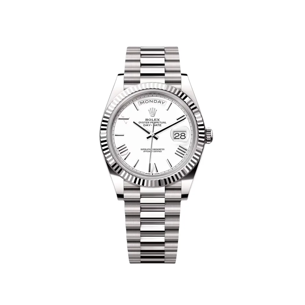 P0375-1 RLX Day-Date "President" 40mm White Gold White Roman Dial - 228239 - Image 1
