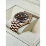 RLX Day-Date "President" 40mm Everose Gold Chocolate Diamond Baguette Dial - 228235 - Image 3