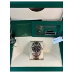 RLX Day-Date "President" 40mm Everose Gold Chocolate Diamond Baguette Dial - 228235 - Image 8